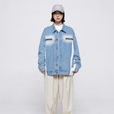 Unisex Jacket Autumn Denim Stitching Baggy Coat