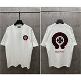 Ch hip-hop t shirts american ch short-sleeved horseshoe sanskrit logo leather embroidery loosecasual high street couple