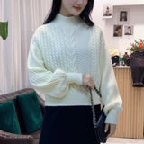 Women Knitted Pullover Autumn and Winter Turtleneck Sweater Retro Loose Sweater
