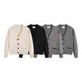 Amiloose high weight v neckknittingoutwearcasualfall and winter couple single breasted button cardigan woolen jacket
