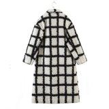 Women Woolen Coat Imitation Lamb Wool Plaid Coat Women's Autumn and Winter Thermal Long Coat