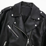 Women Leather Jacket Autumn and Winter Leather Jacket Slim-Fitting Biker Pu Washed Leather Jacket