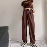 Women Sweatpants Retro Straight-Leg Pants Suit Pants