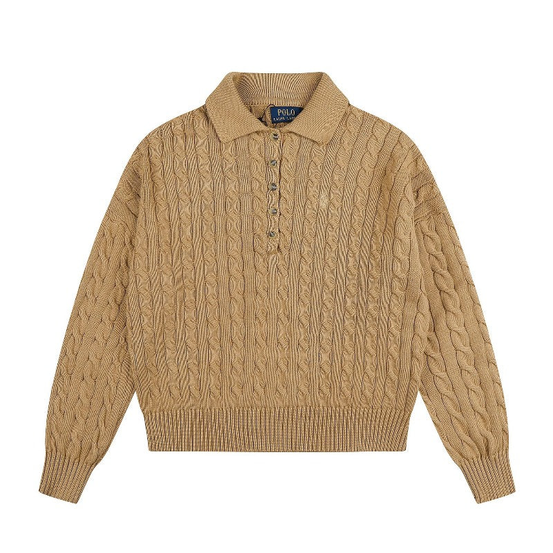 Rl ralph pony wool sweatersweatertopsknittingfall and winterpolo collarcasualpullover macaron couple