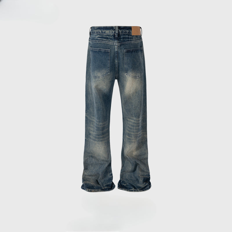 MIJKO Men's Vintage Pants MIJKO Men's Women's Wash Water Old Trousers Wide Feet Design Jeans