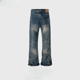 MIJKO Men's Vintage Pants MIJKO Men's Women's Wash Water Old Trousers Wide Feet Design Jeans