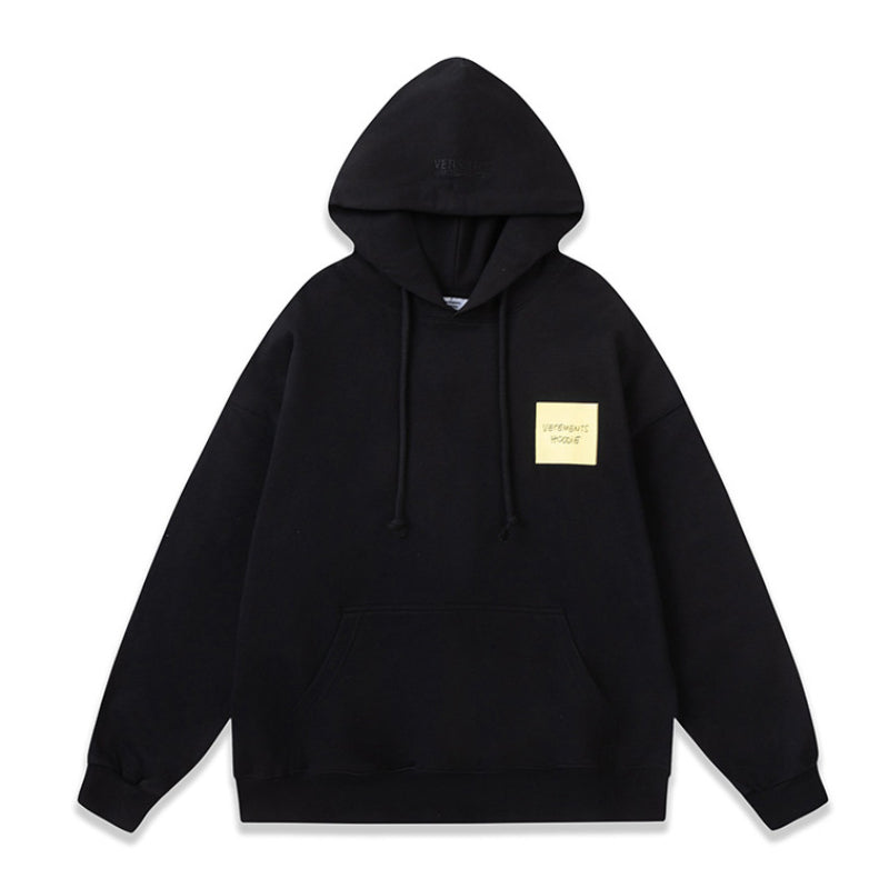 Vetements Hoodie Autumn and Winter Sticky Notes Loose Zip Hoodie Sweater