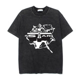 Hip-hop t shirts american retro washed and distressed loosecasual short-sleeved t-shirt half-sleeved trendy tee