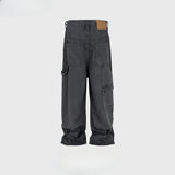 MIJKO Mens Vintage Pants MIJKO American vintage stitching overalls straight