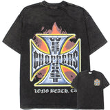 Hip-hop t-shirts: american vintage flame pattern iron cross retro washed distressed short sleeve tee - summer collection