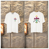 Ch hip-hop t shirts ch short-sleeved american pixel style mosaic heavy industry embroider distressed short-sleeved round neck t-shirt high street