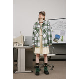 Unisex Jacket Polo Collar Jacket Men's and Women's Loose Plaid Jacket
