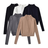 Women Sweater Knitwear Turtleneck Zipper Knitted Cardigan Coat Sweater