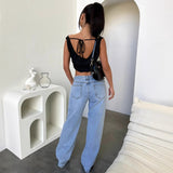 Women's pants: cross-border e-commerce hot seller - european & american style low-rise denim jeans, fashionable retro straight-leg, loose fit denim trousers for women