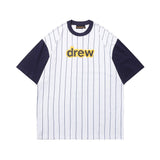 Drew house tshirt r d@ew letter print striped color block crew neck pullover short sleeve
