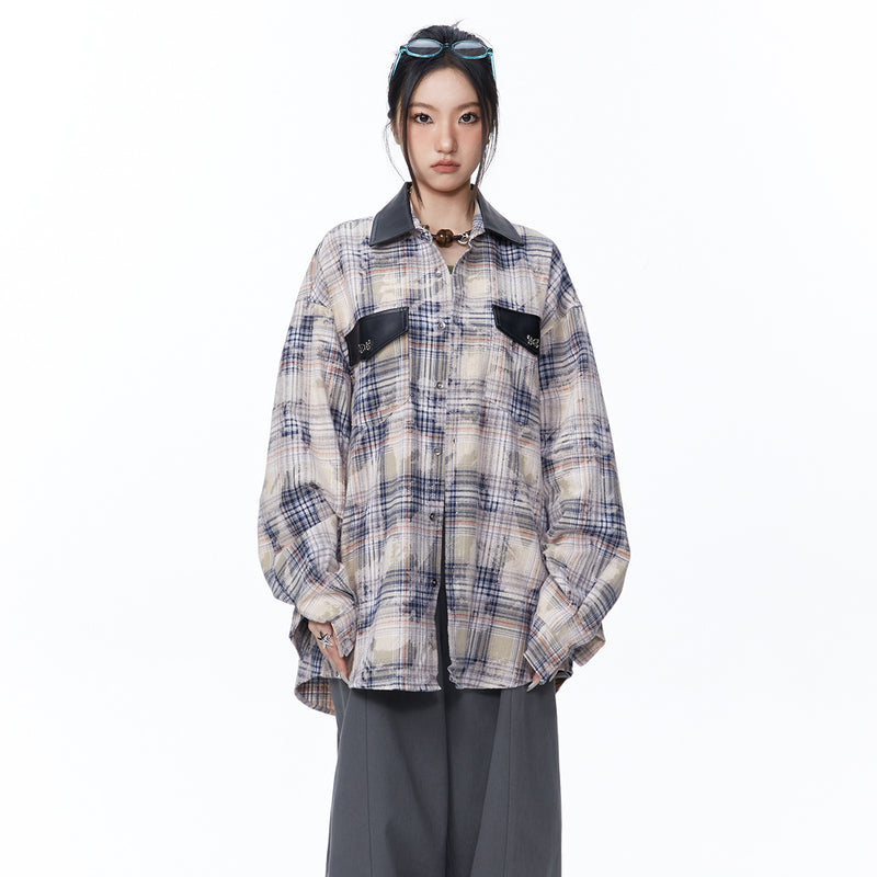Unisex Jacket Autumn Tie-Dye Patchwork Shirt