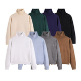 Heavy weight! ami araunriflove wool long sleevesloose turtleneck knitting shirt fall and wintercoupletops
