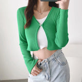 Women Sweater Knitwear Autumn Knitted Cardigan Slim Fit Sexy Short Top