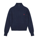 Rl ralph lauren pony half-zip macaron fall/winter wool sweater - couple's casual loose knit turtleneck top