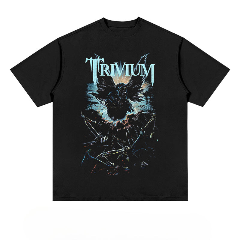 Mens Vintage Rock Band T-Shirt Short Sleeve T-Shirt, Rock Band Trivium Casual Vintage Washed Old