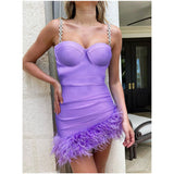 Women Dresses Bandage Dress Suspender Feather Dress (Ont0408)