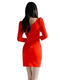 Women Maxi Dress Fall/Winter Square Collar Puff Sleeve Slim Fit Sheath Dress
