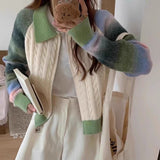 Women Knitwear Fall and Winter Lapels Zipper Sweaters Cardigan