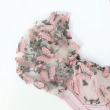 Women Party Tops Halter Perspective Butterfly Embroidered Suspender Mesh Vest