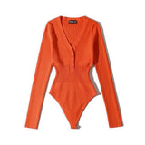 Women Sweater Knitwear Autumn and Winter Knitting Bottoming Shirt Sexy Tight Long Sleeve V-neck Jumpsuit