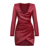 Women Dresses Sexy Slim V-neck Hip Skirt Dress (Zns0409)