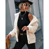 Women Trench Coat Autumn Single-Breasted Lapel Long Sleeve Double-Sided Velvet Loose Casual Jacket