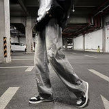 Men Jeans Oldschool Ripped Jeans Men's Summer Loose Straight P Pants