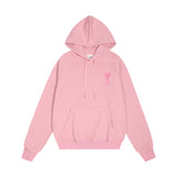 Amiaheoine macaron color heartembroider couple hooded hoodie loosefall and wintersweatshirt