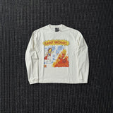 Saint xxx sbt american retro distressed vintagelong sleeves high street casualloose t-shirt