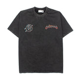 Hip-hop t shirts volcano skull loose washed retro distressed high street casualtrendy short-sleeved t-shirt