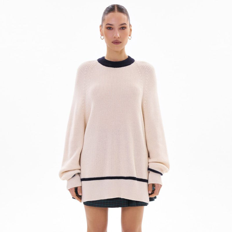 Women Knitted Sweater Spring and Autumn Loose Side Slit Sweater Sweater Coat for Women