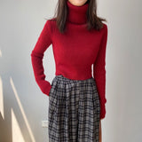 Women Winter Knitted Sweater Short Long Sleeve Bottoming Shirt Autumn 8t3063