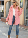 Women Trench Coat Fall and Winter Lapels Long Sleeve Loose Breasted Plush Jacket