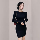 Women Maxi Dress Fall/Winter Puff Sleeve Dress