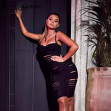 Women Evening Dress Bandage One-Piece Dress Nightclub Dress Sexy Suspenders Hollow out Slim Fit Skirt