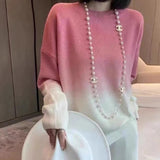 Women Knitted Pullover Autumn and Winter round Neck Sweater Loose Knitwear Casual Top