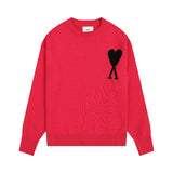 Ami araunrif big heart jacquard heavyweight crew neck fall/winter knit sweater wool cardigan - perfect for couples & wedding photos