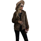 Women Trench Coat Fall Winter Hooded Long Sleeve Loose Zip Animal Pattern Flannel Casual Coat
