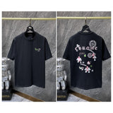 Ch hip-hop t shirts ch sanskrit logo cross short-sleeved loosecasualpure cotton american heavy weight short-sleeved high street trendy