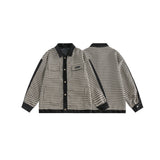 Unisex Jacket Houndstooth Jacket Men and Women Couple Loose Lapels Plaid Jacket