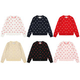 Ami arauneif full printed jacquard knitting round neck cardigansweet heartfall and winter sweateroutwear single breasted