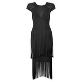 Women's Evening Dress Backless Tassel Dress Sleeveless Bandage Dress