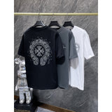 Ch hip-hop t shirts ch kroma hoof sanskrit cross embroider hand-painted short-sleeved loosecasual high street