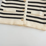 Women Sweater Knit Wear Striped round Neck Classic Style Knitted Cardigan Sweater Coat