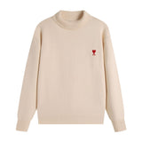 Ami araunriffall and wintertopspullover wool couplelong sleevesloose big heart high collar knitting shirt